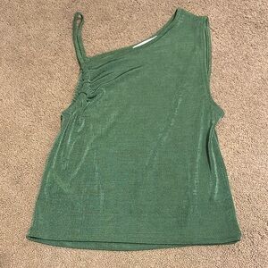 Mango Elegant Green One-Shoulder Top